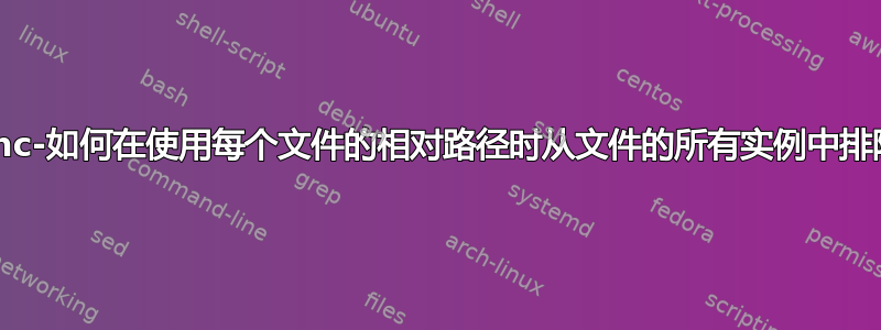 rsync-如何在使用每个文件的相对路径时从文件的所有实例中排除？