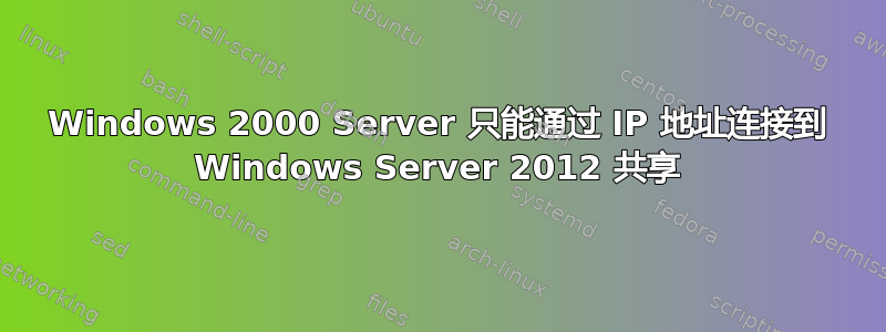 Windows 2000 Server 只能通过 IP 地址连接到 Windows Server 2012 共享