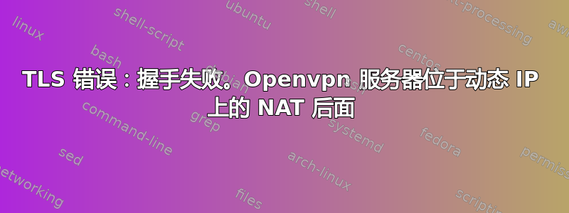 TLS 错误：握手失败。Openvpn 服务器位于动态 IP 上的 NAT 后面