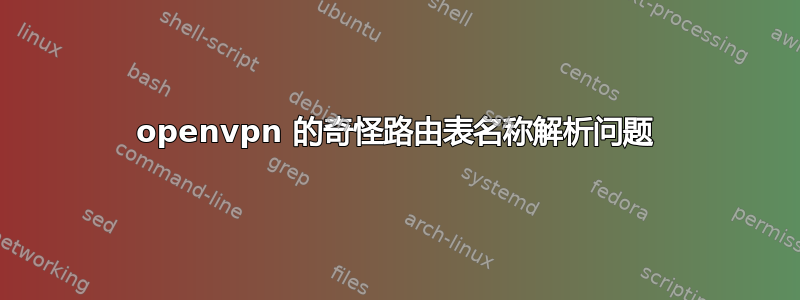 openvpn 的奇怪路由表名称解析问题