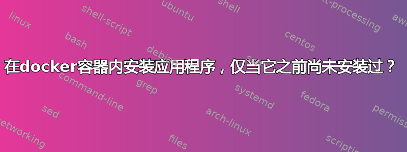 在docker容器内安装应用程序，仅当它之前尚未安装过？