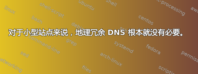 对于小型站点来说，地理冗余 DNS 根本就没有必要。