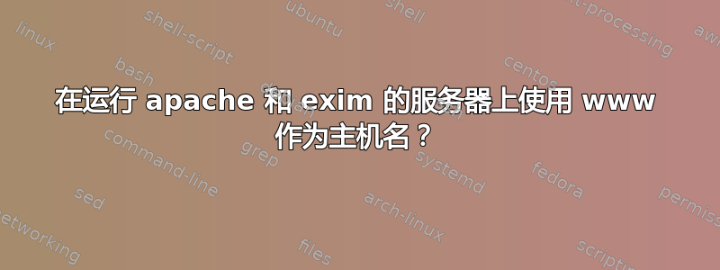 在运行 apache 和 exim 的服务器上使用 www 作为主机名？