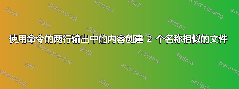 使用命令的两行输出中的内容创建 2 个名称相似的文件