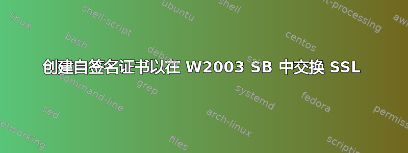 创建自签名证书以在 W2003 SB 中交换 SSL