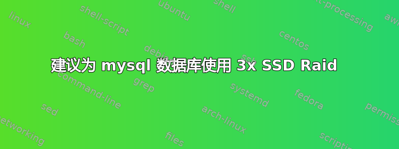 建议为 mysql 数据库使用 3x SSD Raid 