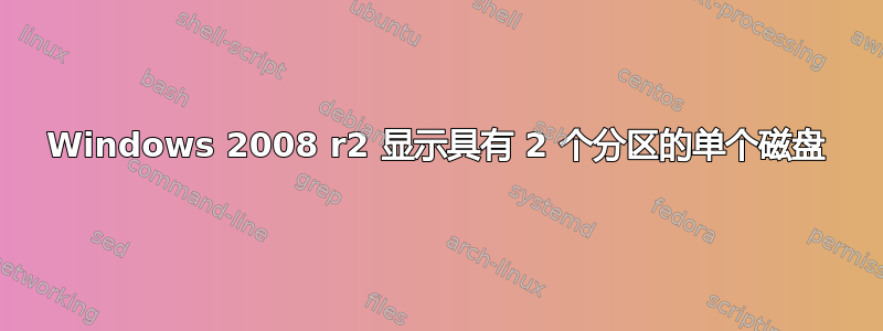 Windows 2008 r2 显示具有 2 个分区的单个磁盘