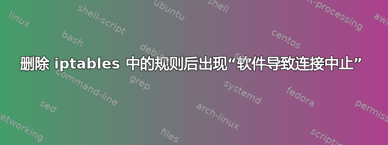 删除 iptables 中的规则后出现“软件导致连接中止”