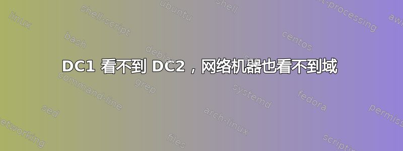 DC1 看不到 DC2，网络机器也看不到域