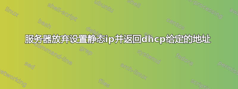 服务器放弃设置静态ip并返回dhcp给定的地址