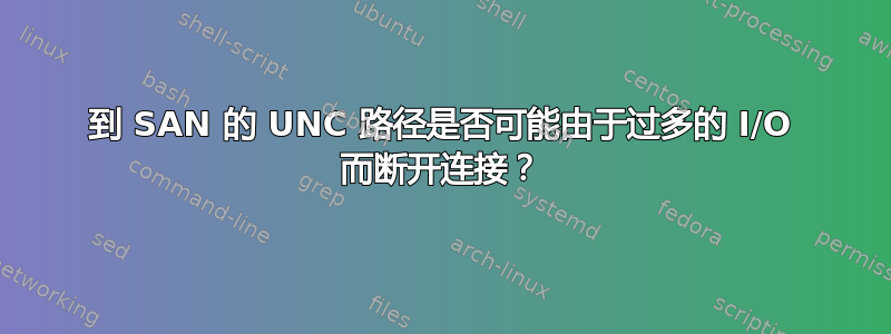 到 SAN 的 UNC 路径是否可能由于过多的 I/O 而断开连接？