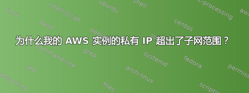 为什么我的 AWS 实例的私有 IP 超出了子网范围？