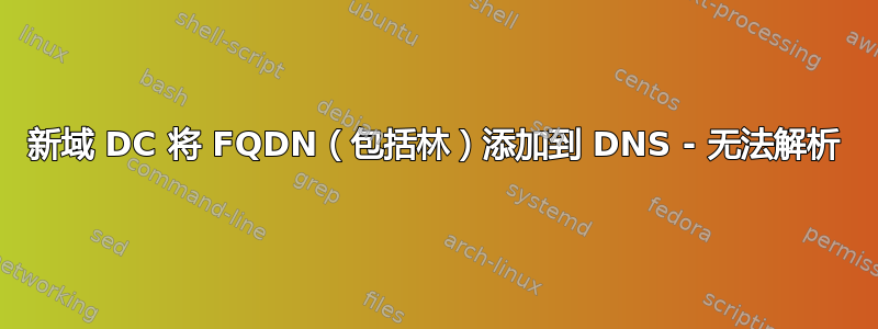 新域 DC 将 FQDN（包括林）添加到 DNS - 无法解析