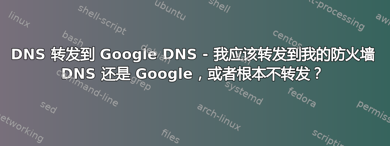 DNS 转发到 Google DNS - 我应该转发到我的防火墙 DNS 还是 Google，或者根本不转发？