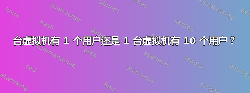 10 台虚拟机有 1 个用户还是 1 台虚拟机有 10 个用户？