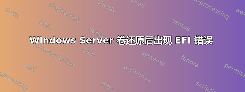 Windows Server 卷还原后出现 EFI 错误