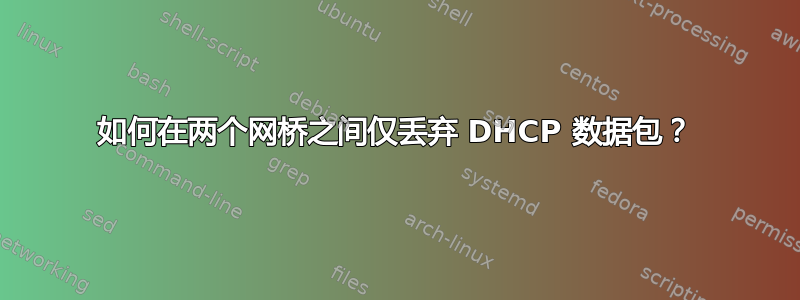 如何在两个网桥之间仅丢弃 DHCP 数据包？