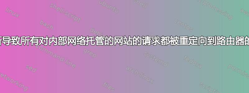 如何诊断导致所有对内部网络托管的网站的请求都被重定向到路由器的原因？