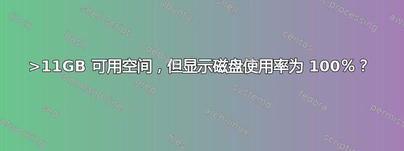 >11GB 可用空间，但显示磁盘使用率为 100％？