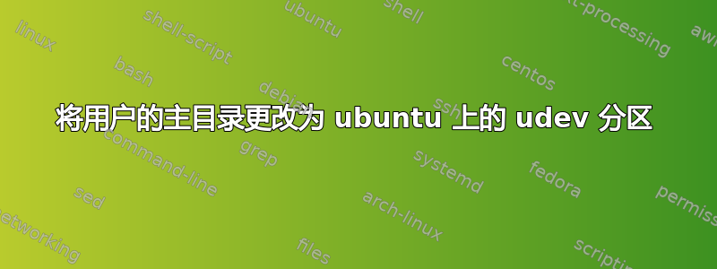 将用户的主目录更改为 ubuntu 上的 udev 分区