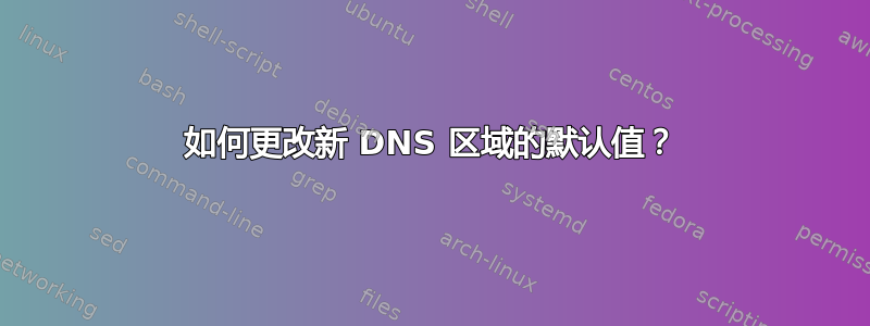 如何更改新 DNS 区域的默认值？