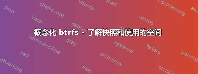 概念化 btrfs - 了解快照和使用的空间