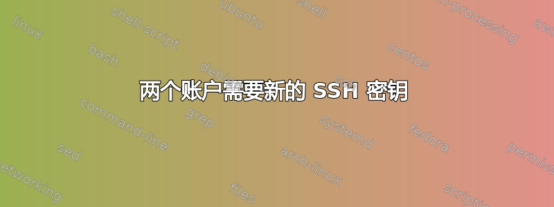 两个账户需要新的 SSH 密钥