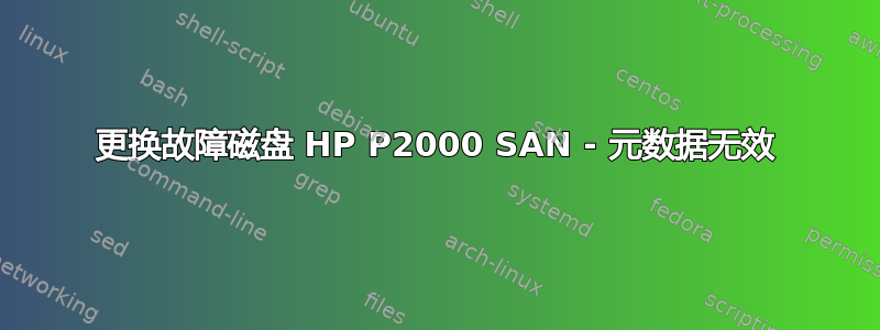 更换故障磁盘 HP P2000 SAN - 元数据无效