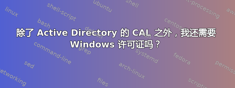 除了 Active Directory 的 CAL 之外，我还需要 Windows 许可证吗？