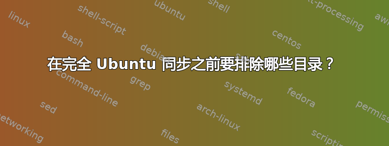 在完全 Ubuntu 同步之前要排除哪些目录？