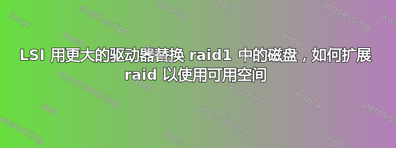 LSI 用更大的驱动器替换 raid1 中的磁盘，如何扩展 raid 以使用可用空间