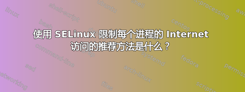 使用 SELinux 限制每个进程的 Internet 访问的推荐方法是什么？