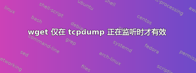 wget 仅在 tcpdump 正在监听时才有效