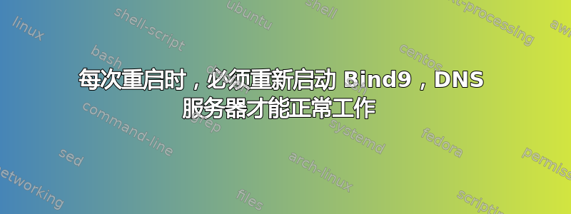 每次重启时，必须重新启动 Bind9，DNS 服务器才能正常工作 