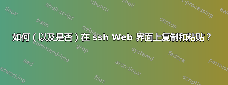 如何（以及是否）在 ssh Web 界面上复制和粘贴？