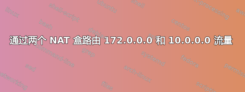 通过两个 NAT 盒路由 172.0.0.0 和 10.0.0.0 流量