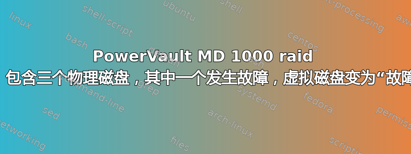 PowerVault MD 1000 raid 5，包含三个物理磁盘，其中一个发生故障，虚拟磁盘变为“故障”