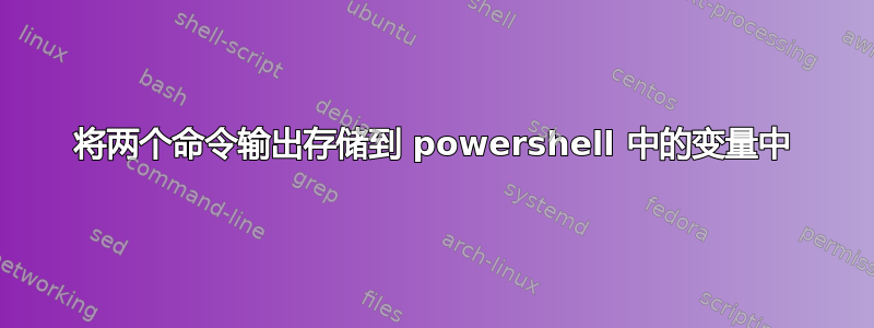 将两个命令输出存储到 powershell 中的变量中