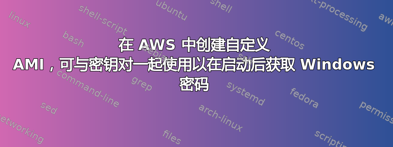 在 AWS 中创建自定义 AMI，可与密钥对一起使用以在启动后获取 Windows 密码