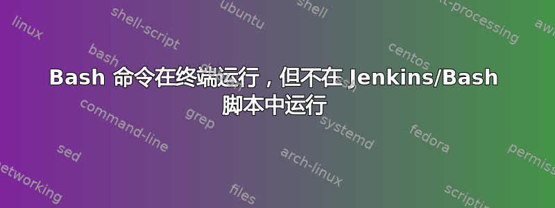 Bash 命令在终端运行，但不在 Jenkins/Bash 脚本中运行