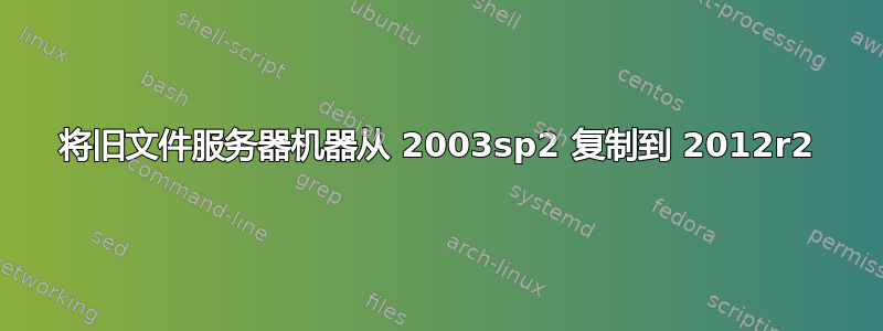 将旧文件服务器机器从 2003sp2 复制到 2012r2