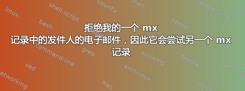 拒绝我的一个 mx 记录中的发件人的电子邮件，因此它会尝试另一个 mx 记录