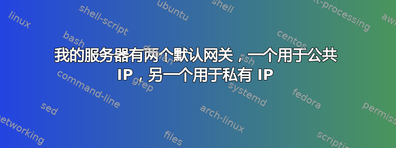 我的服务器有两个默认网关，一个用于公共 IP，另一个用于私有 IP