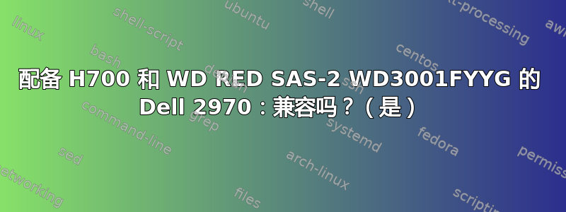 配备 H700 和 WD RED SAS-2 WD3001FYYG 的 Dell 2970：兼容吗？（是）