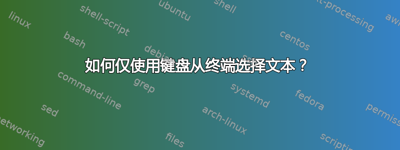 如何仅使用键盘从终端选择文本？