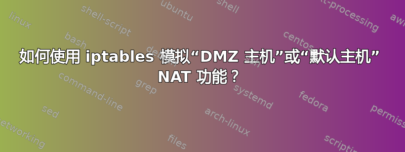 如何使用 iptables 模拟“DMZ 主机”或“默认主机” NAT 功能？