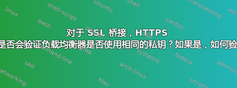 对于 SSL 桥接，HTTPS 后端是否会验证负载均衡器是否使用相同的私钥？如果是，如何验证？