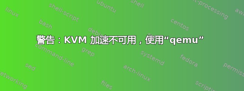 警告：KVM 加速不可用，使用“qemu”