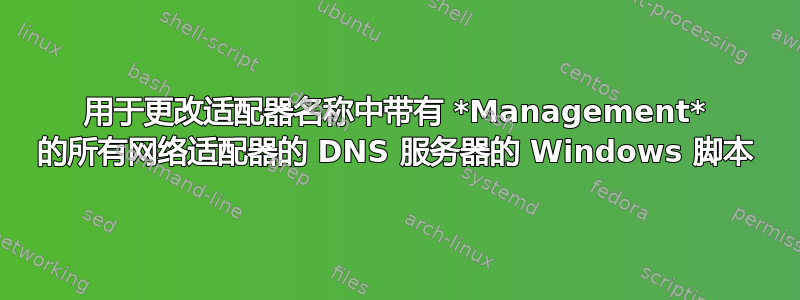 用于更改适配器名称中带有 *Management* 的所有网络适配器的 DNS 服务器的 Windows 脚本