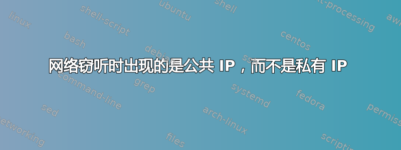 网络窃听时出现的是公共 IP，而不是私有 IP